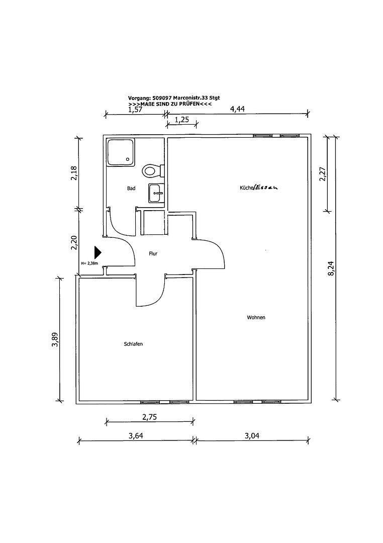 2+kk, Marconistr. 33 Stuttgart Zuffenhausen Baden-Württemberg 70435, 49 m² - 2