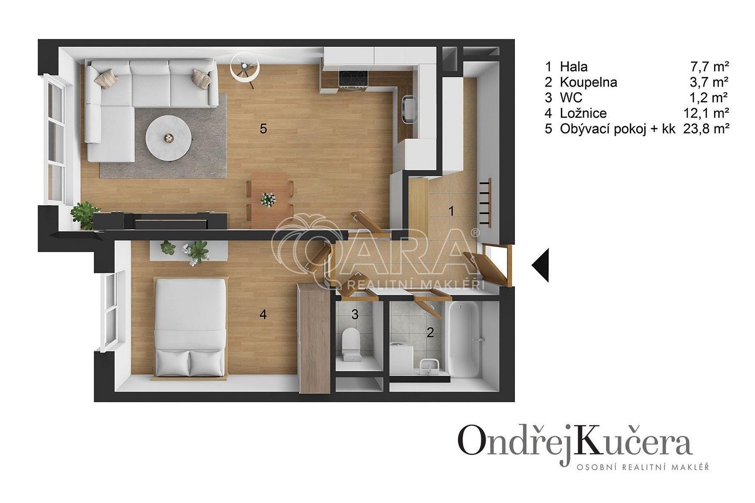 2+kk, Praha - Čakovice, okres Praha 18, Hlavní město Praha, 48 m² - 2