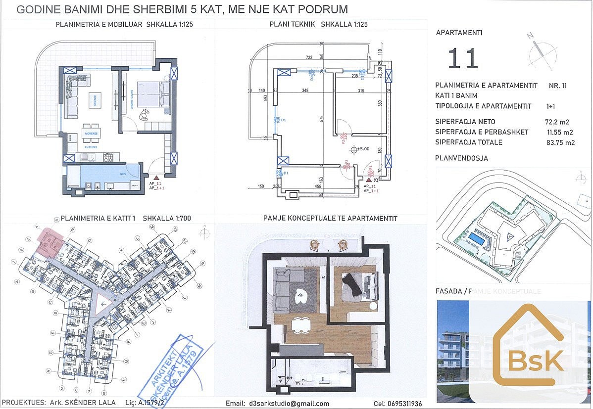2+kk, Qerret, Albánie, 72 m² - 2