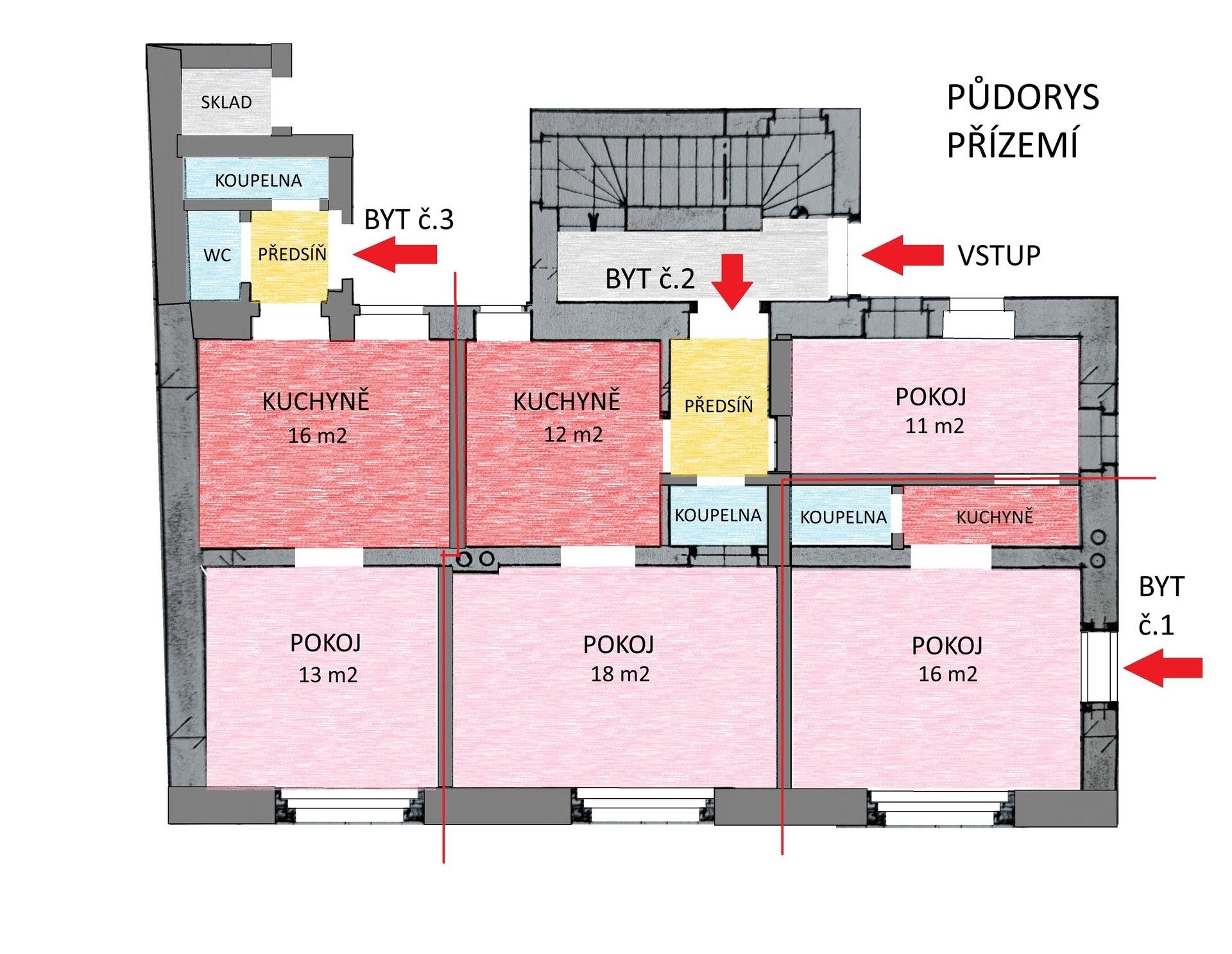 Činžovní domy, Josefa Drmly, Kladno, 250 m² - 2