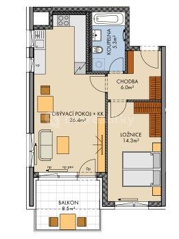 2+kk, Pod Harfou, Praha - Vysočany, 54 m² - 2