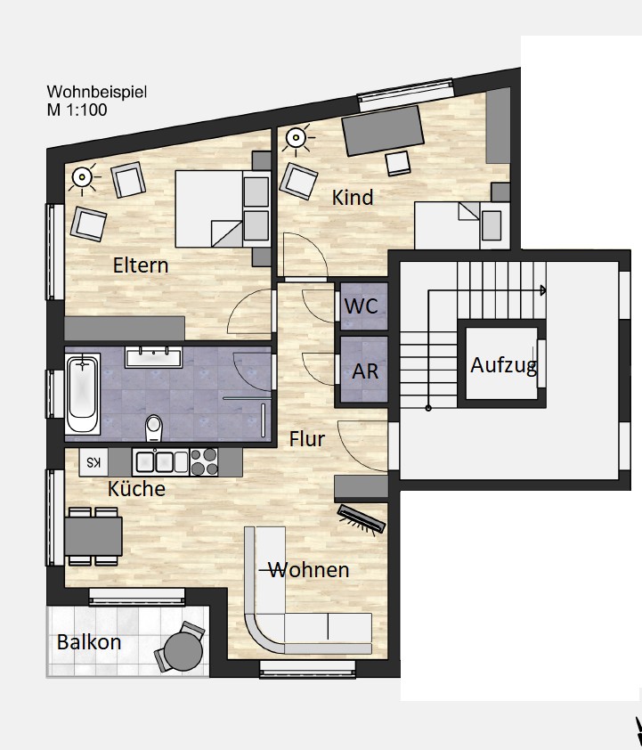 3+1, Dauchinger Straße 13, , Bádensko-Württembersko, 76 m² - 2