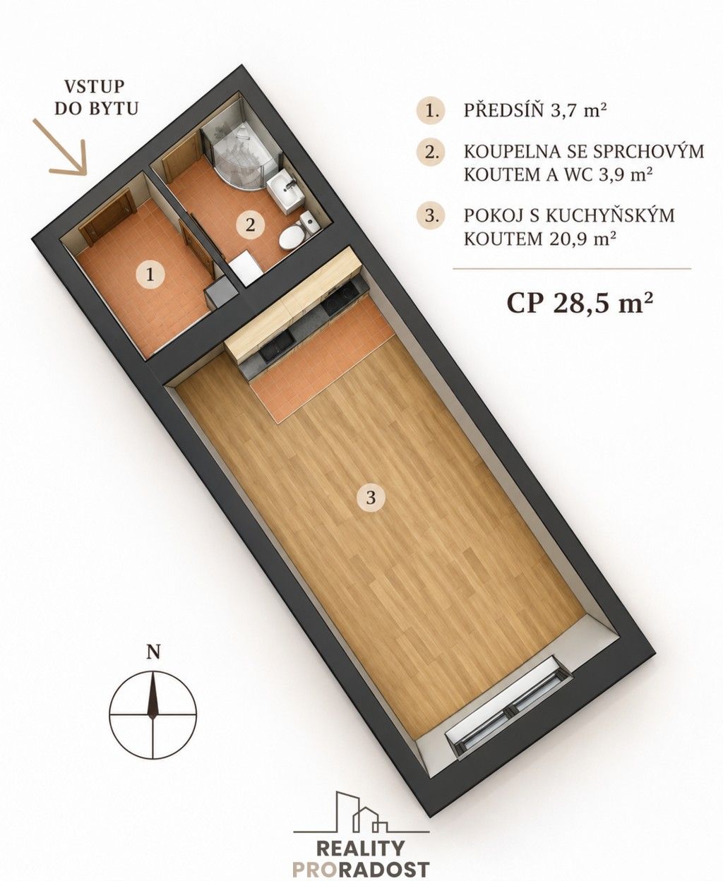 Byt 1+kk · 29 m² · Božetěchova, Brno Královo Pole - 4