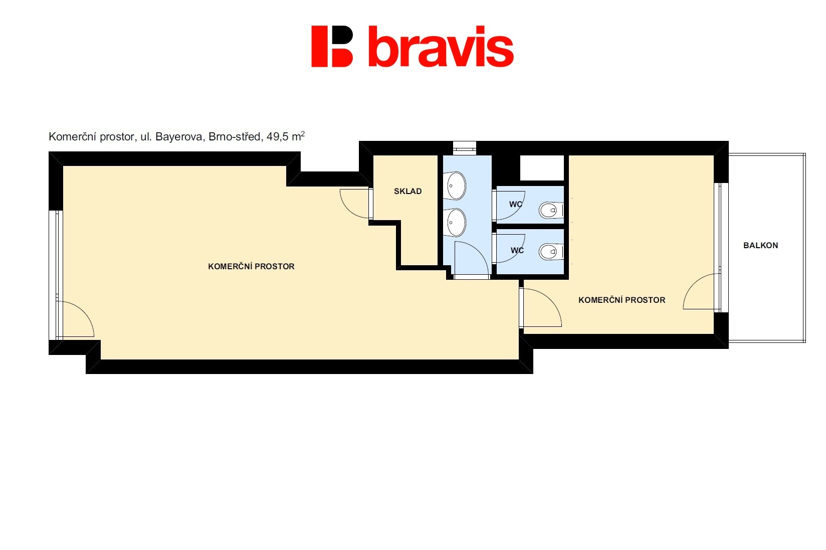 Pronájem obchodní prostory - Bayerova, Brno Veveří, 47 m² - 5