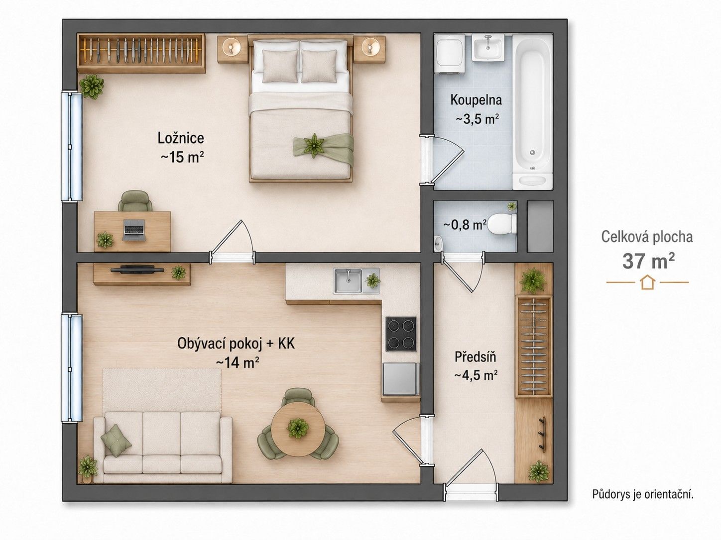 2+kk, Vrchlického, Praha - Košíře, 37 m² - 2