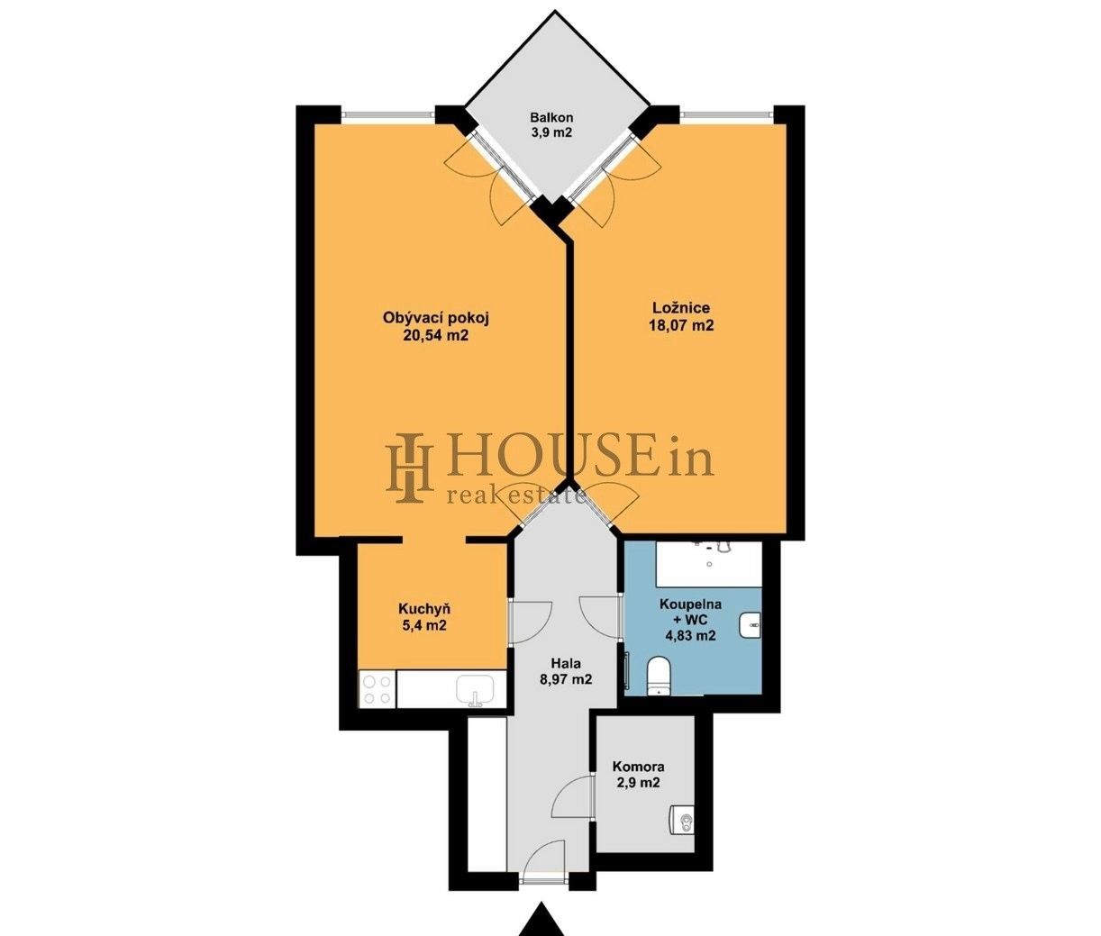 Byt 2+1 · 61 m² · Wichterlova, Praha - 3