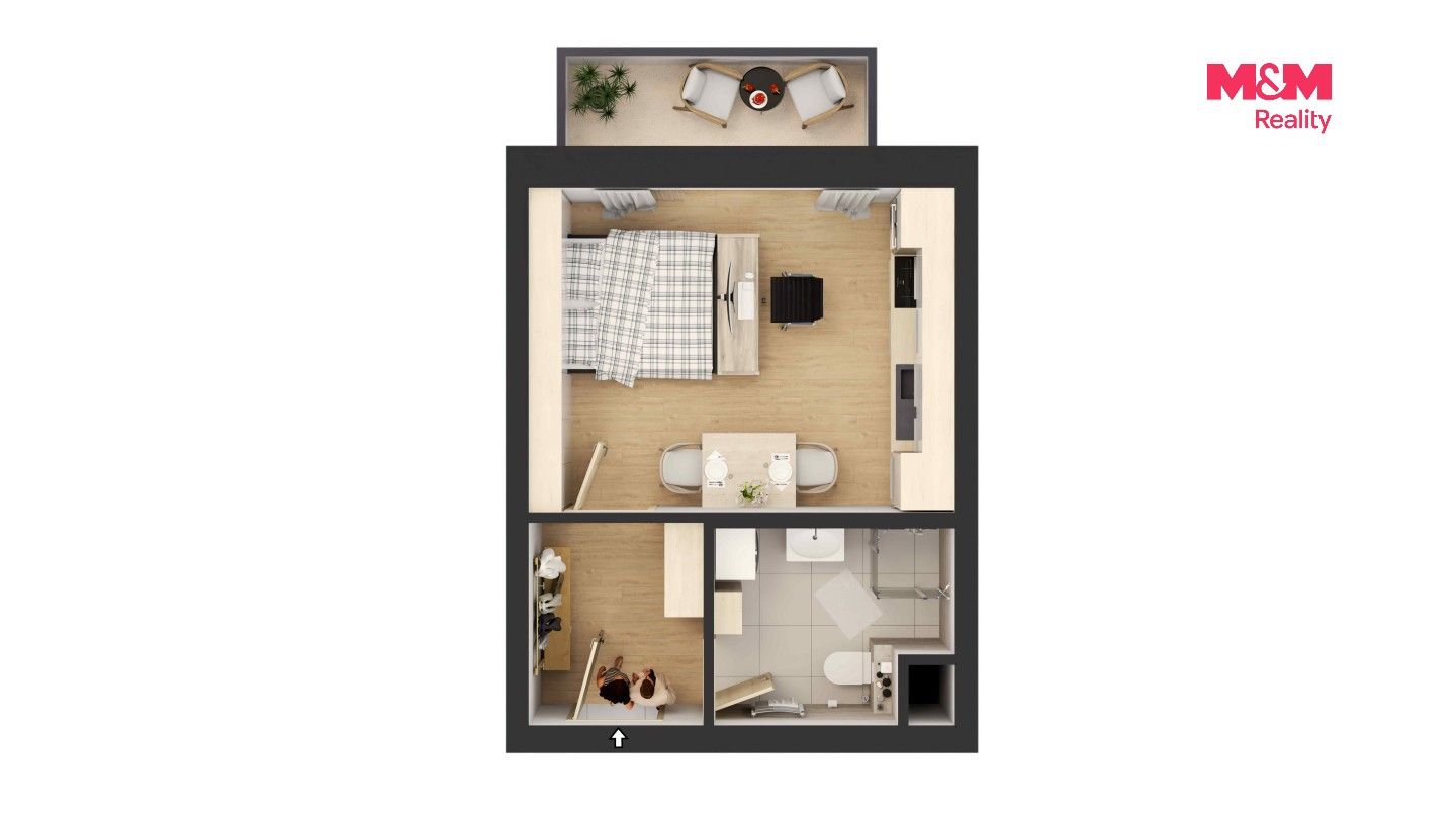 Byt 1+kk · 27 m² · Čestice - 3