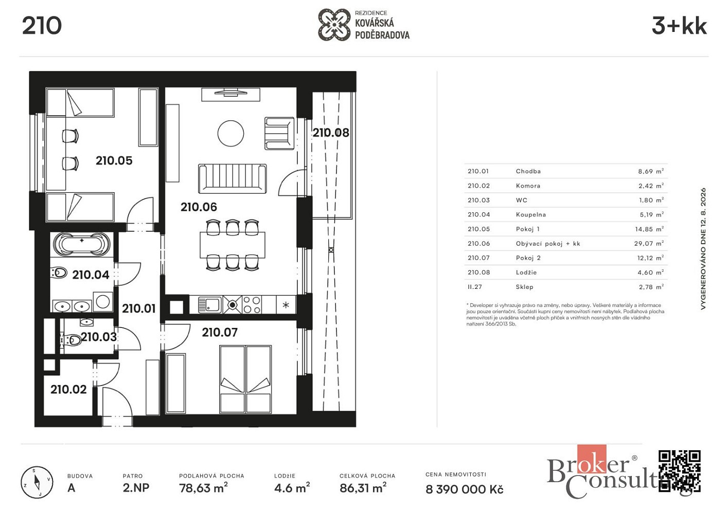 Byt 3+kk · 86 m² · Poděbradova, Plzeň - Jižní Předměstí - 3