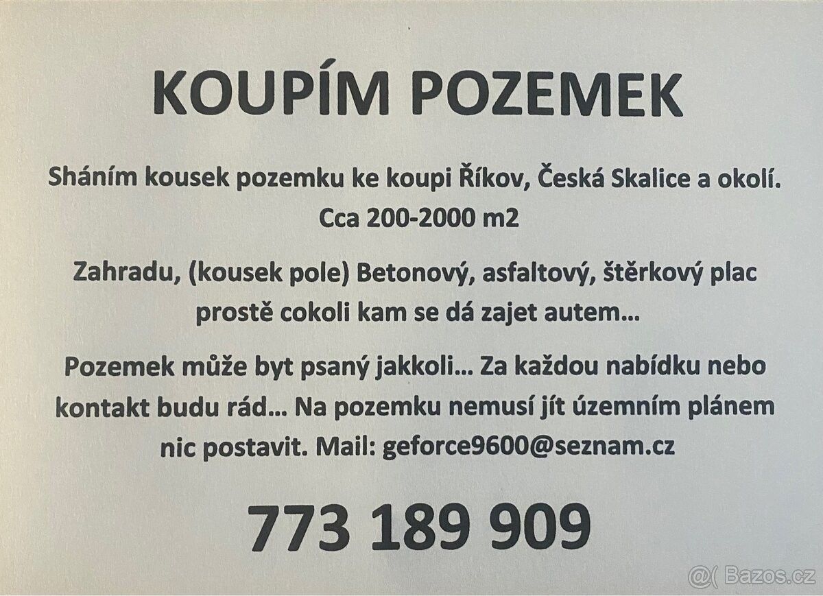 Pozemky pro bydlení, Česká Skalice, 552 03