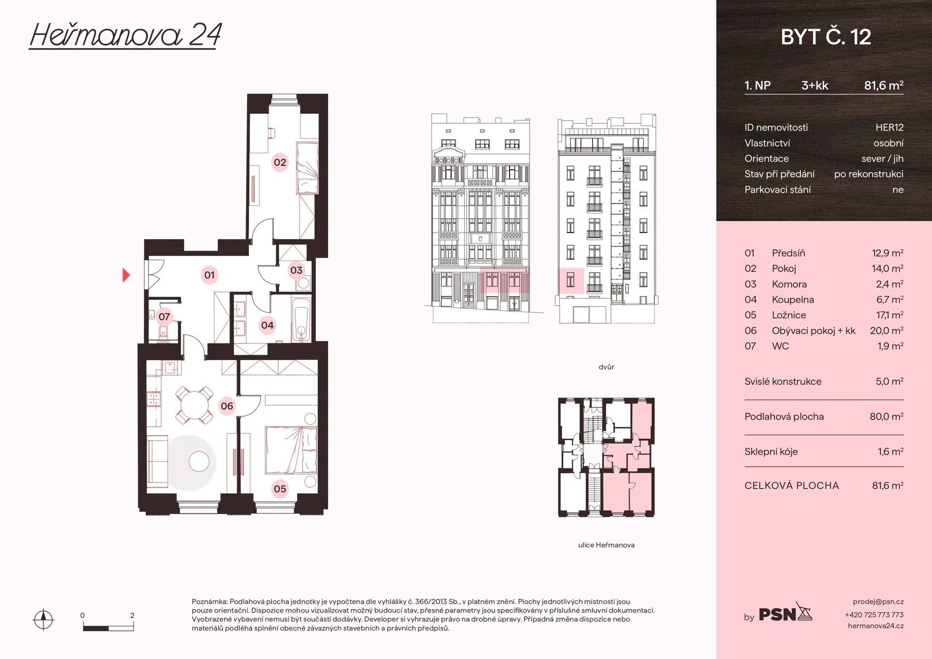 Prodej byt 3+kk - Heřmanova, Praha, 75 m²