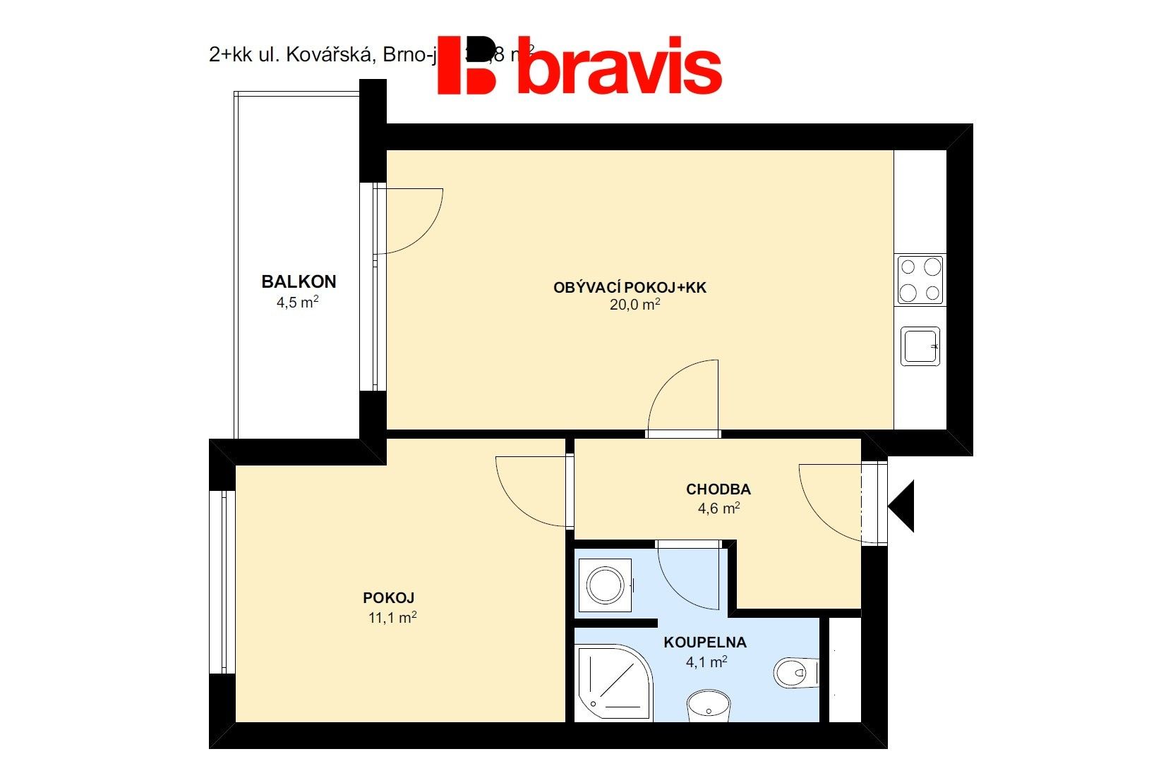 Byt 2+kk · 43 m² · Kovářská, Brno - 4