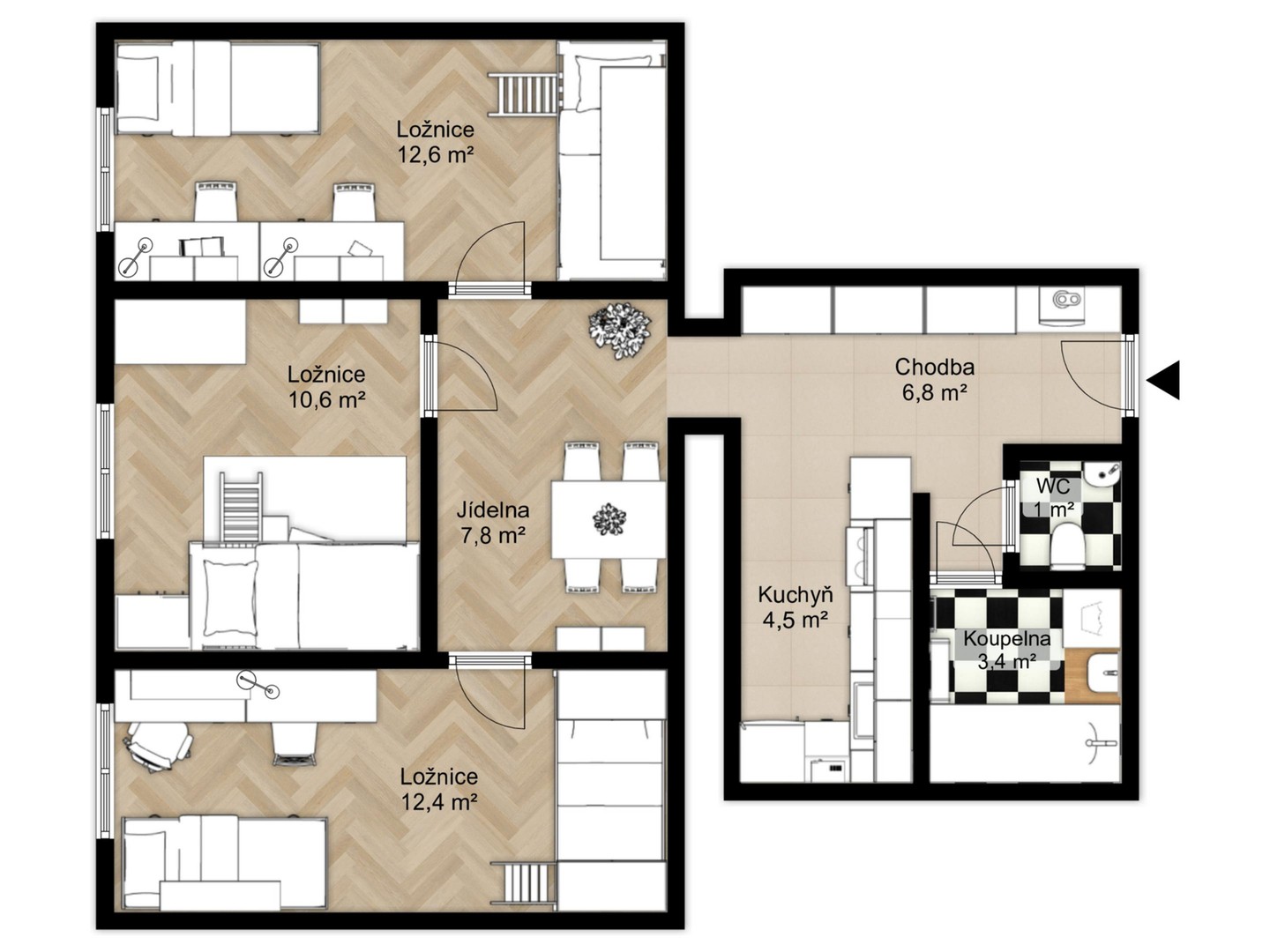 Byt 3+1 · 62 m² · Zahradnická, Brno - 3