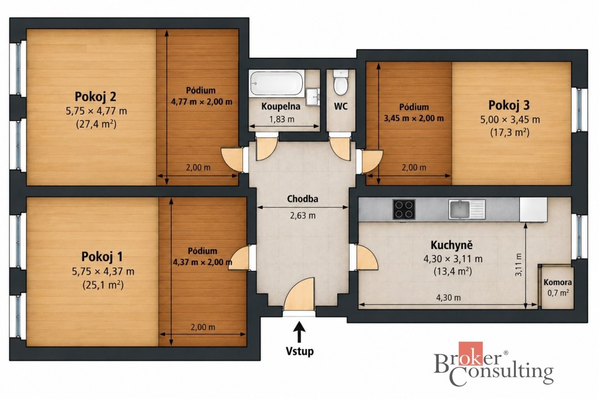 3+1, Kroftova, Praha, 96 m² - 2