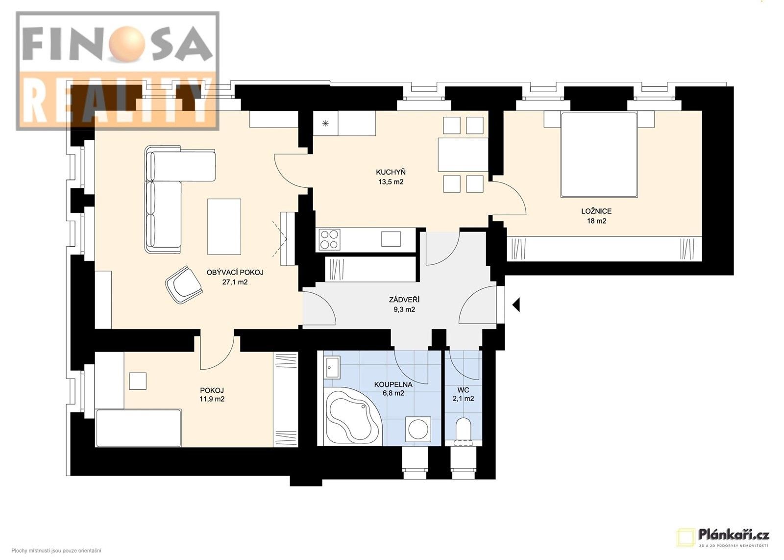 3+1, Nerudovo náměstí, Žatec, 89 m²
