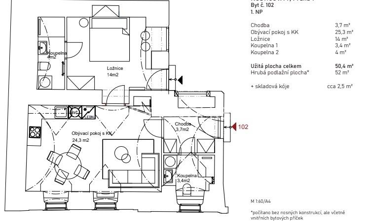 Pronájem byt 2+kk - Nosticova 466, Praha Malá Strana, 50 m² - 5