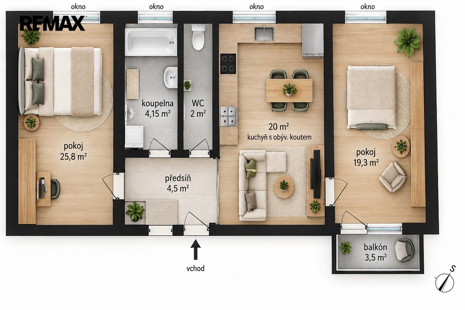 Pronájem byt 3+kk - Brno - Slatina, okres Brno-město, Jihomoravský kraj, 80 m² - 2