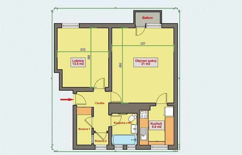 Byt 2+1 · 53 m² · Hradec Králové, Královéhradecký kraj - 3