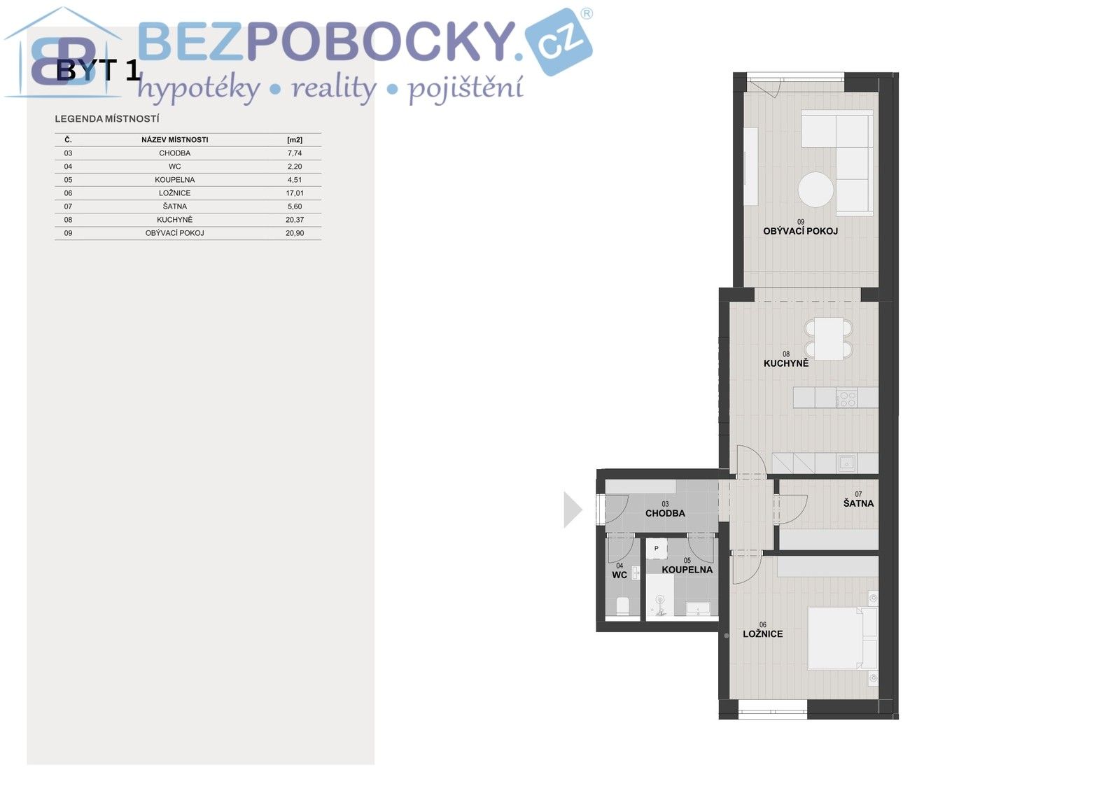 3+kk, Vagonova, Havlíčkův Brod, 76 m² - 2