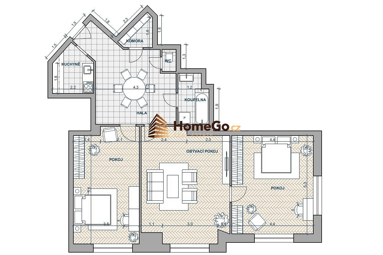 3+kk, U gymnázia, Praha 4 - Nusle, 94 m² - 2