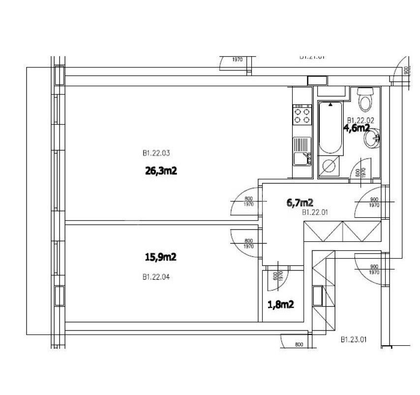 2+kk, Pod Bohdalcem I, Praha, 55 m²