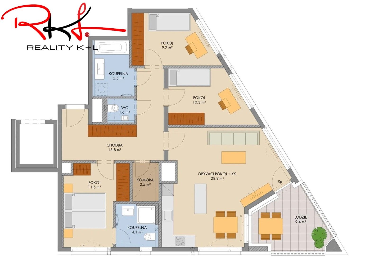 4+kk, náměstí Olgy Scheinpflugové, Praha Hlubočepy, 104 m² - 2