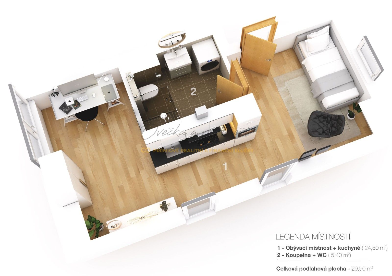 Prodej byt 1+kk - Černá v Pošumaví, 33 m²