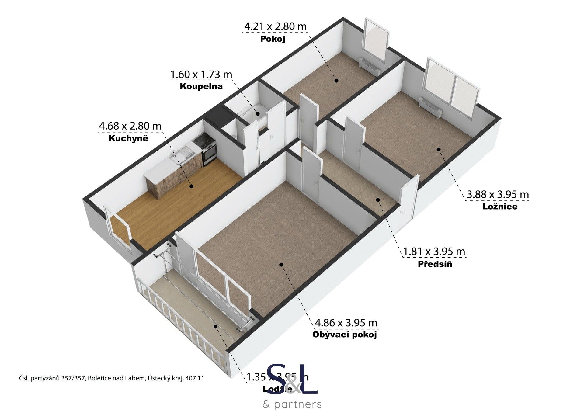 3+1, Čsl. partyzánů, Děčín XXXII-Boletice nad Labem, 75 m² - 2