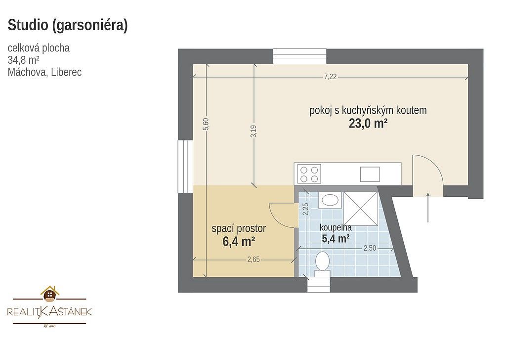 Byt · 34 m² · Máchova, Liberec - 4
