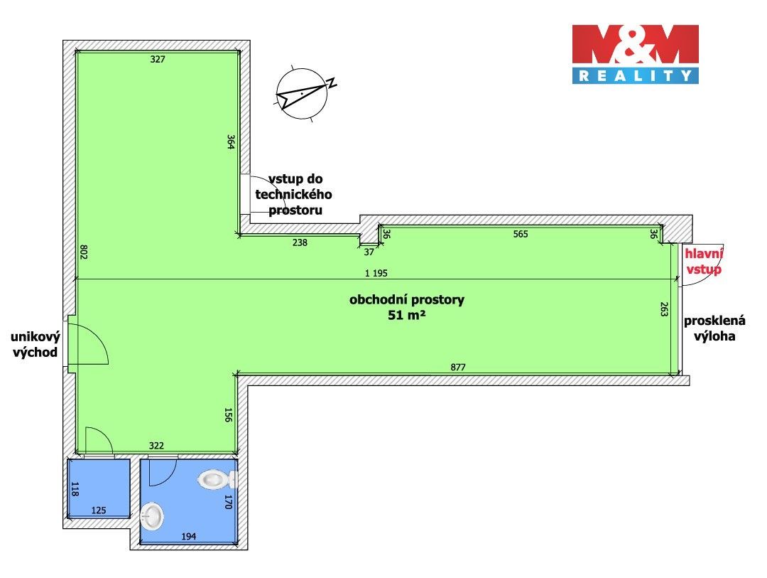 Obchodní prostory, Výškovická, Ostrava, 55 m² - 2