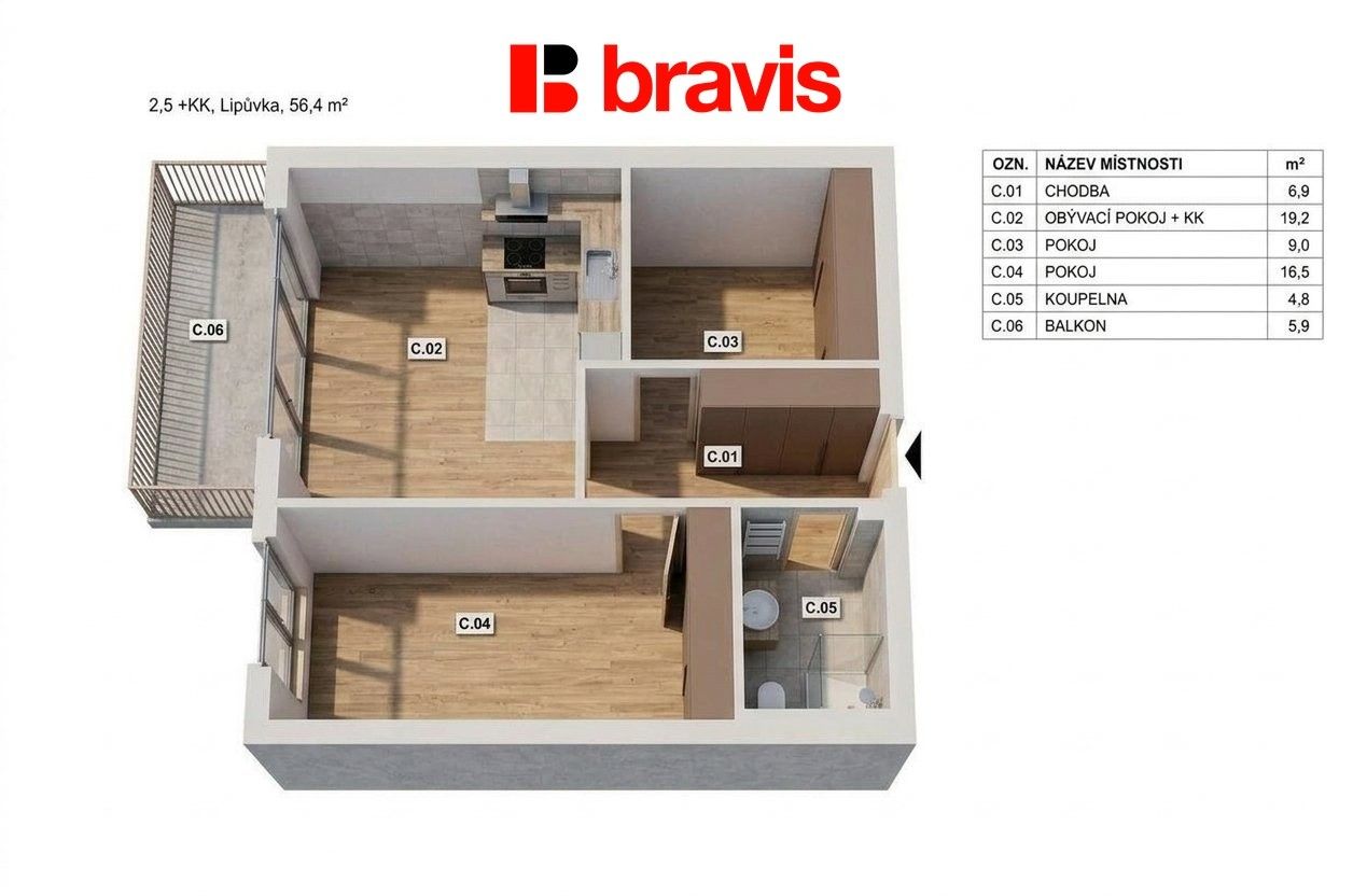 Prodej byt 2+kk - Lipůvka, 56 m² - 5