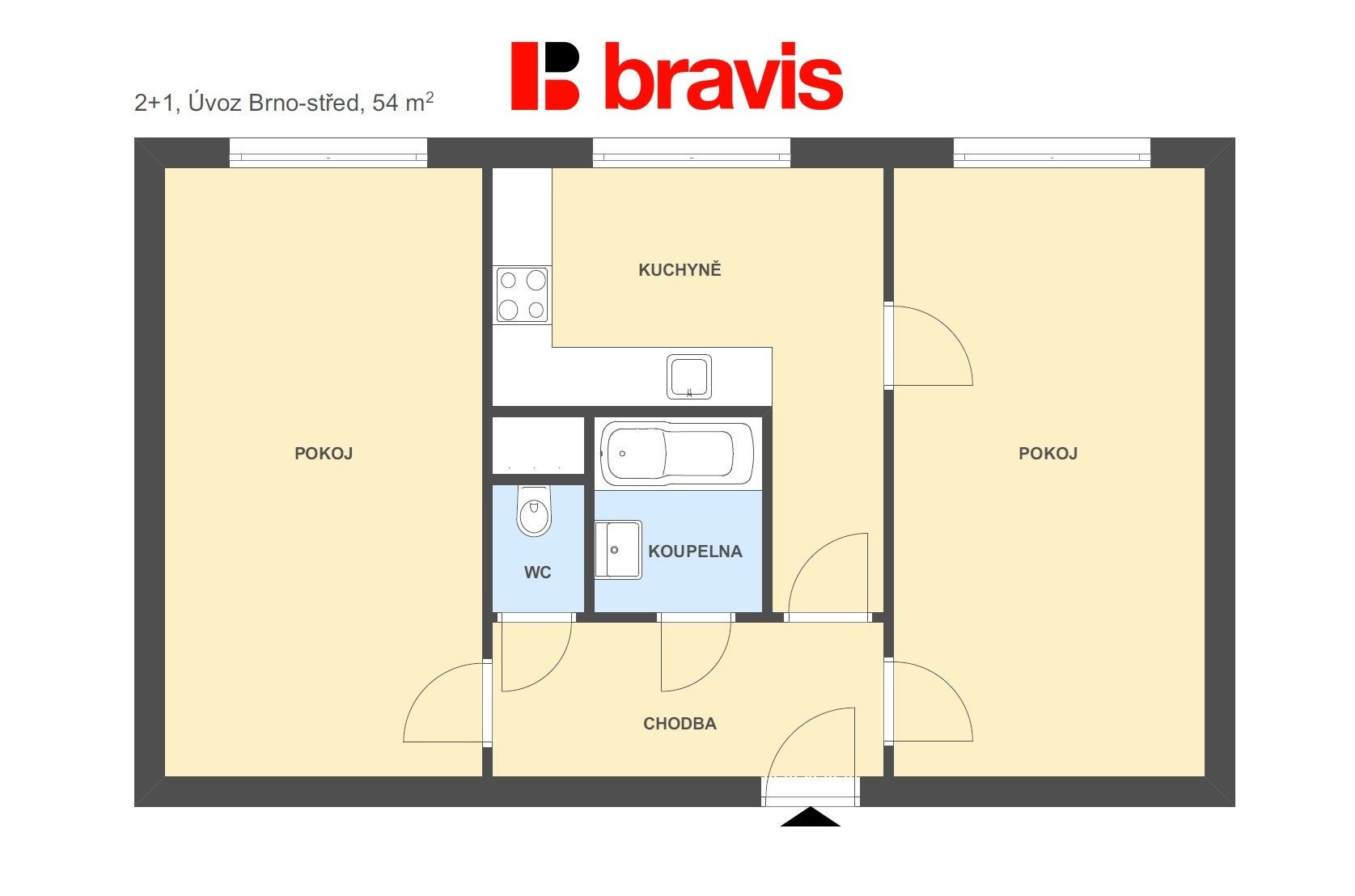 Pronájem byt 2+1 - Úvoz 443, Brno Veveří, 54 m² - 5