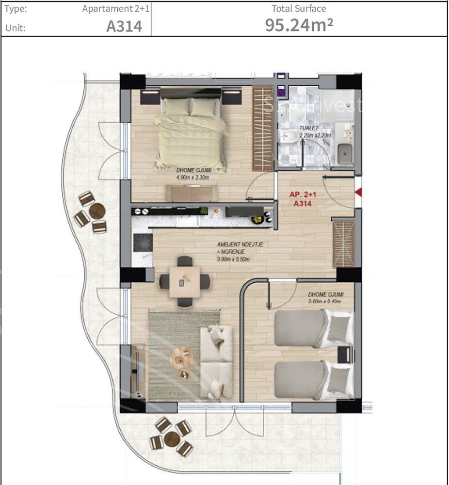 Byt 3+kk, 95 m²