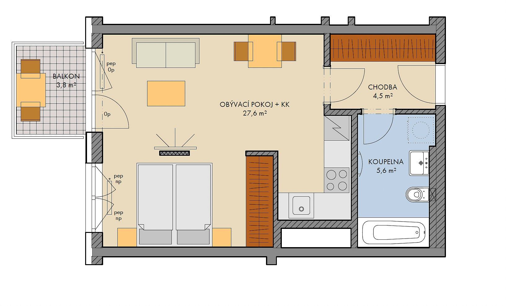 Byt 1+kk · 39 m² · Kralupy nad Vltavou, okres Mělník, Středočeský kraj - 3