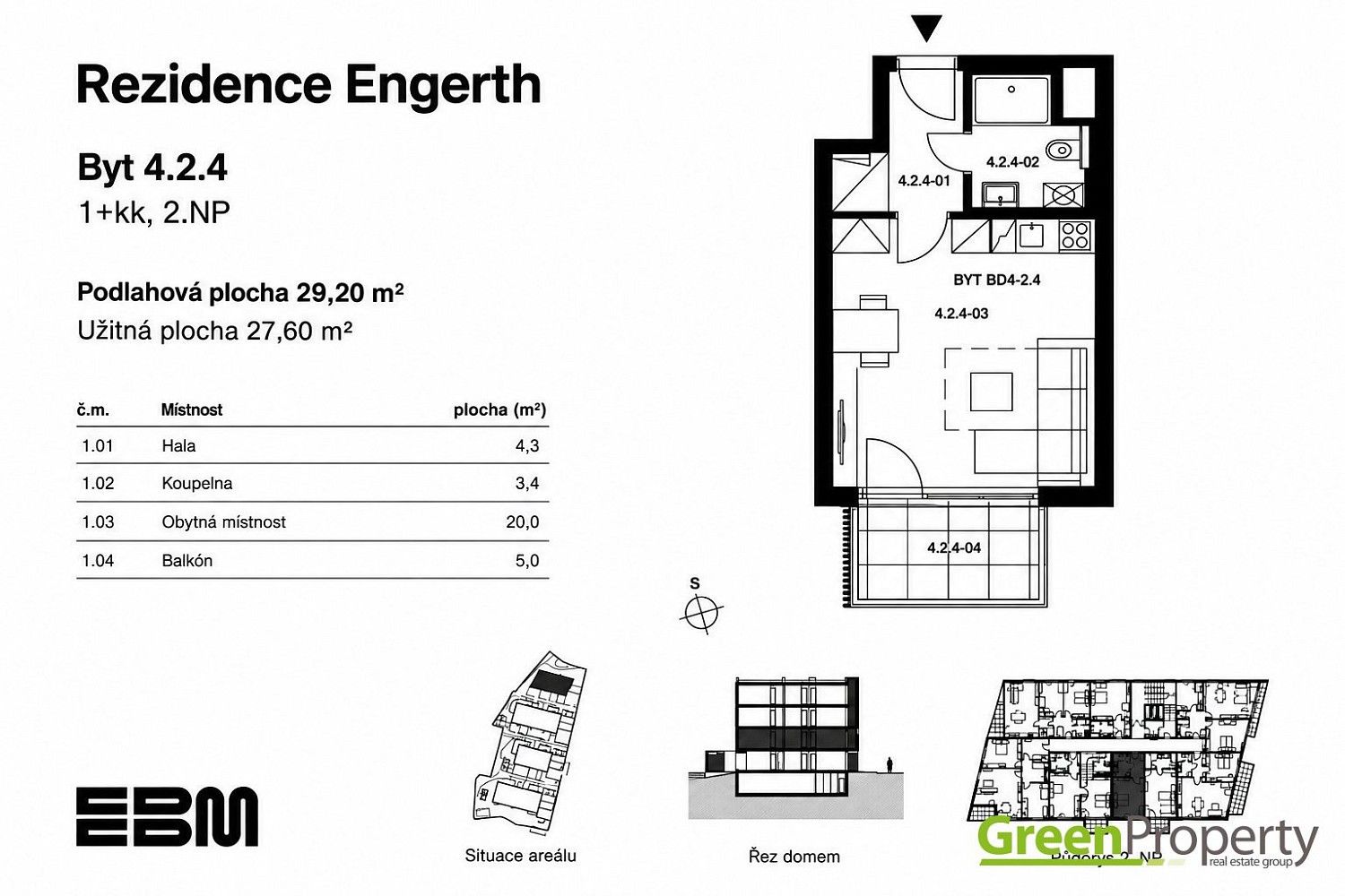 Byt 1+kk · 28 m² · Kladno - 3