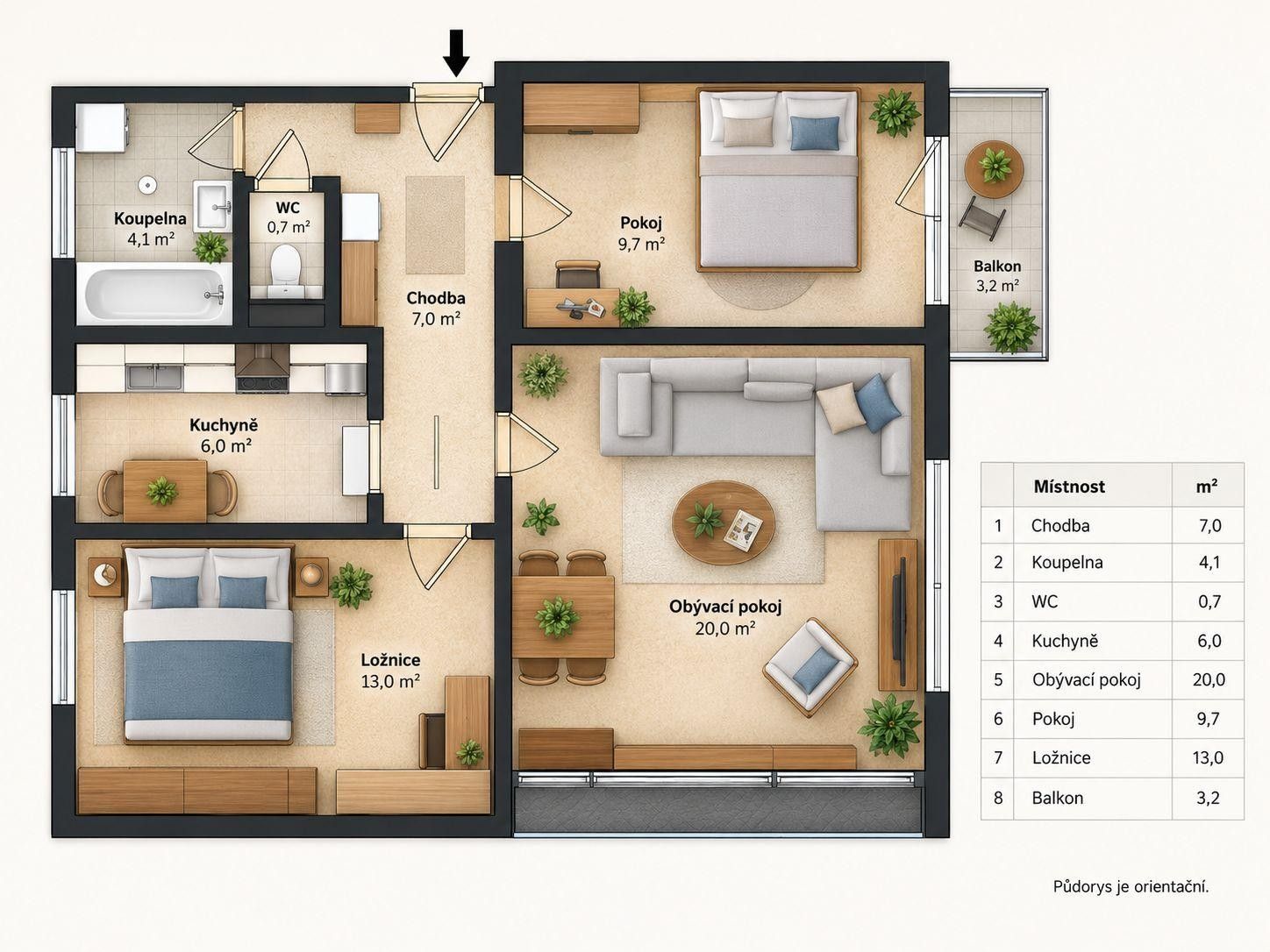 Byt 3+1 · 64 m² · Družstevní, Čerčany - 2