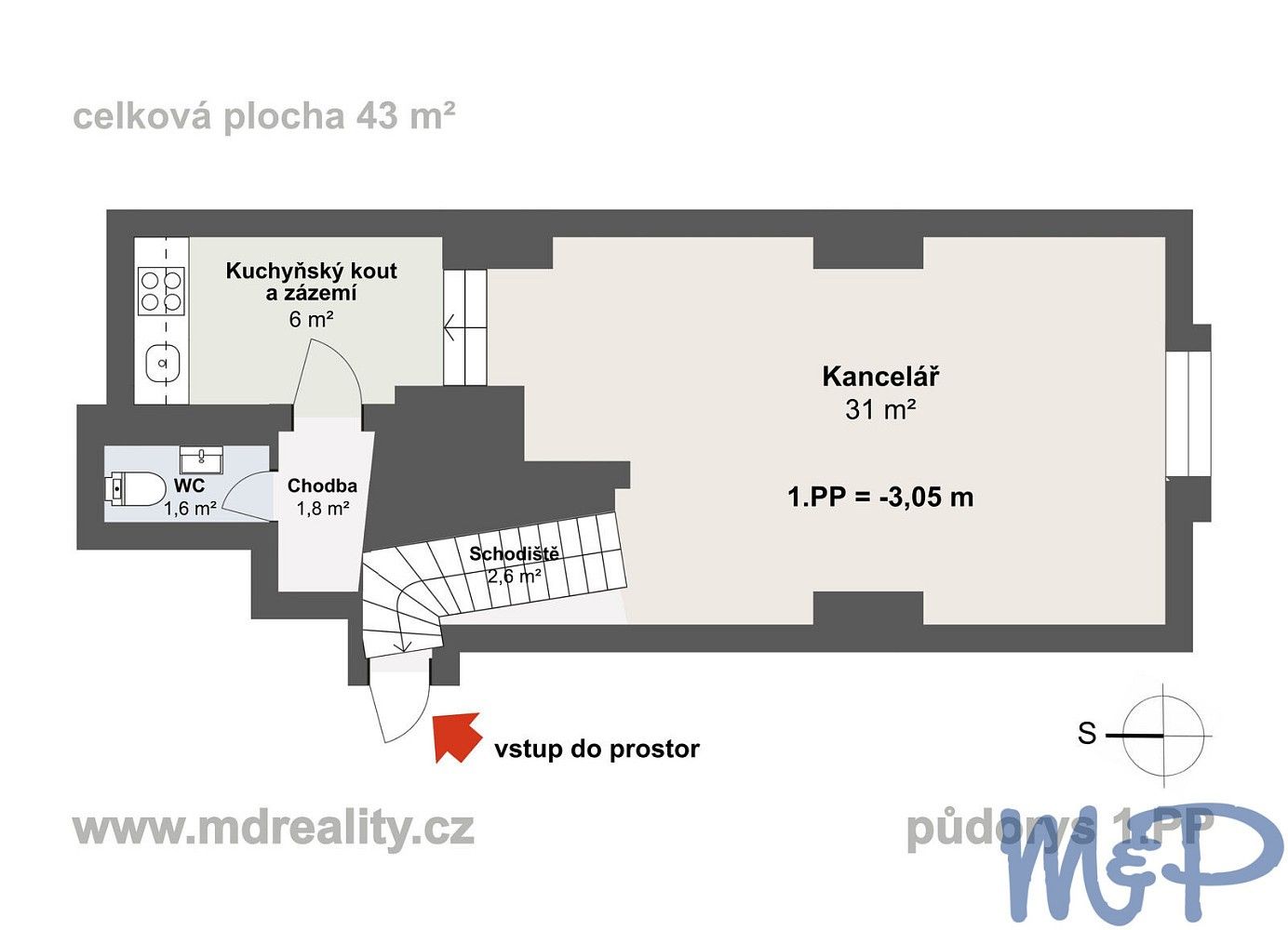Kanceláře, Jihlava, Kraj Vysočina, 43 m² - 2