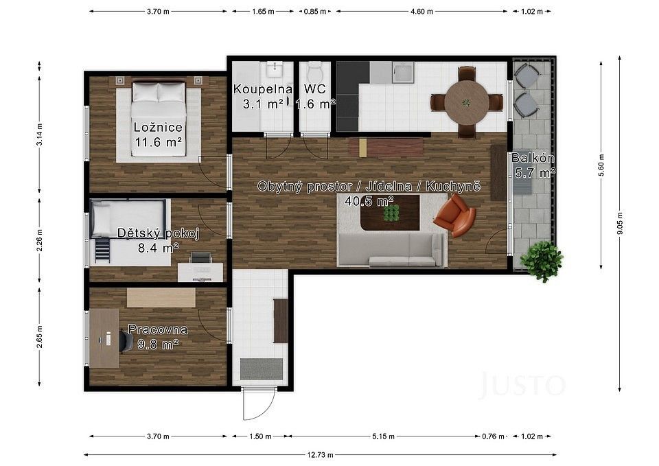 Byt 4+kk · 77 m² · Kamenice, okres Praha-východ, Středočeský kraj - 3