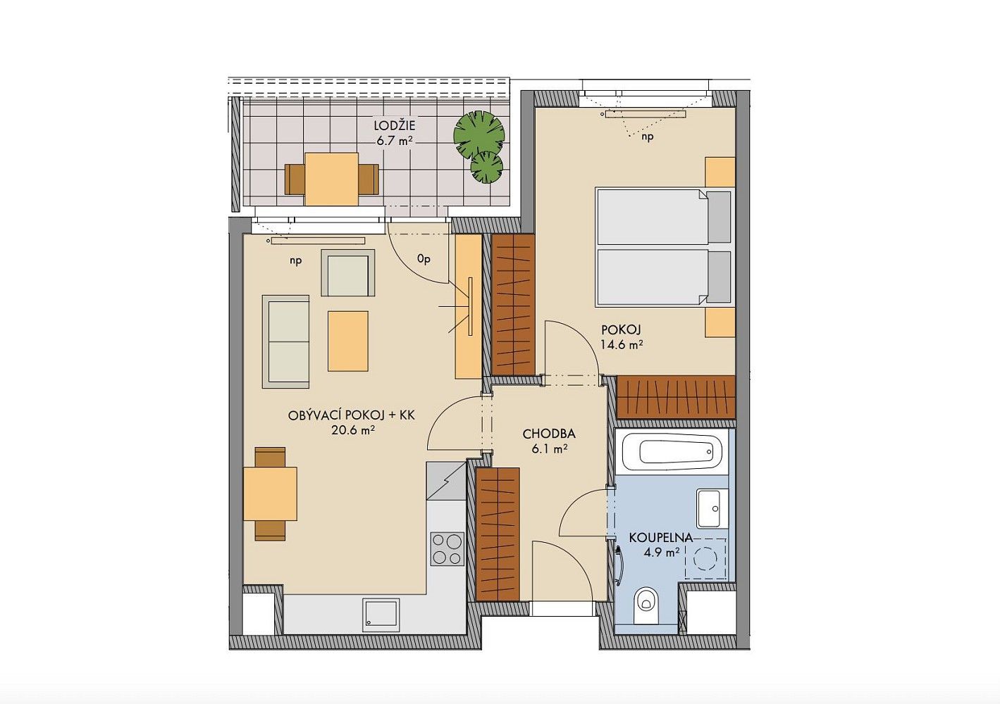 Byt 2+kk · 48 m² · náměstí Olgy Scheinpflugové, Praha 5 - Hlubočepy - 3