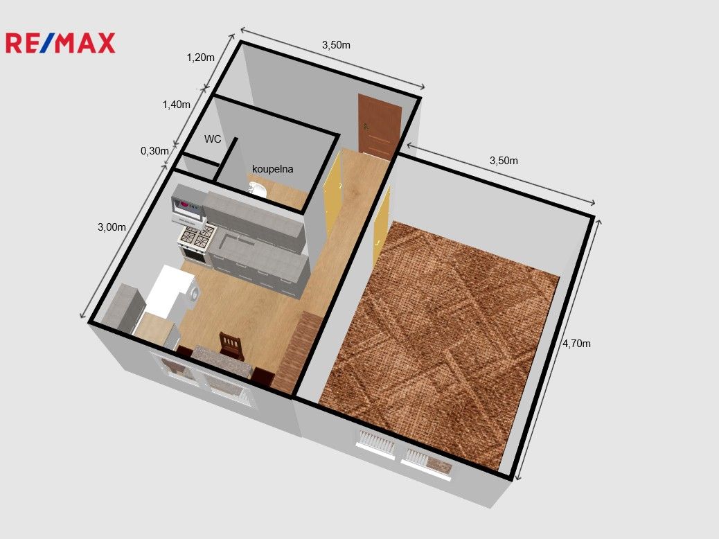 Pronájem byt 1+1 - Milady Horákové, Hradec Králové, 37 m²