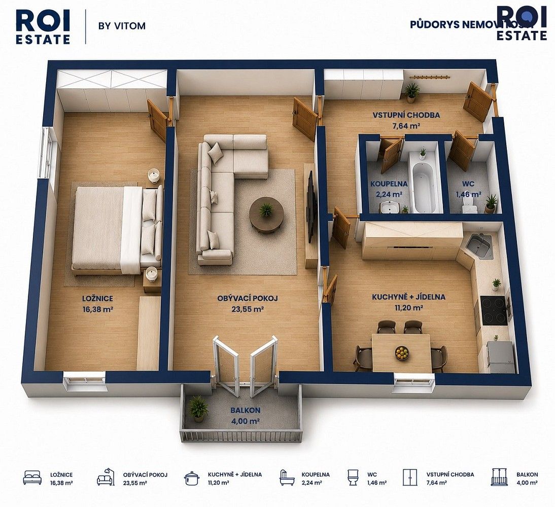 Byt 2+1 · 66 m² · Luční, Nupaky, okres Praha-východ - 3