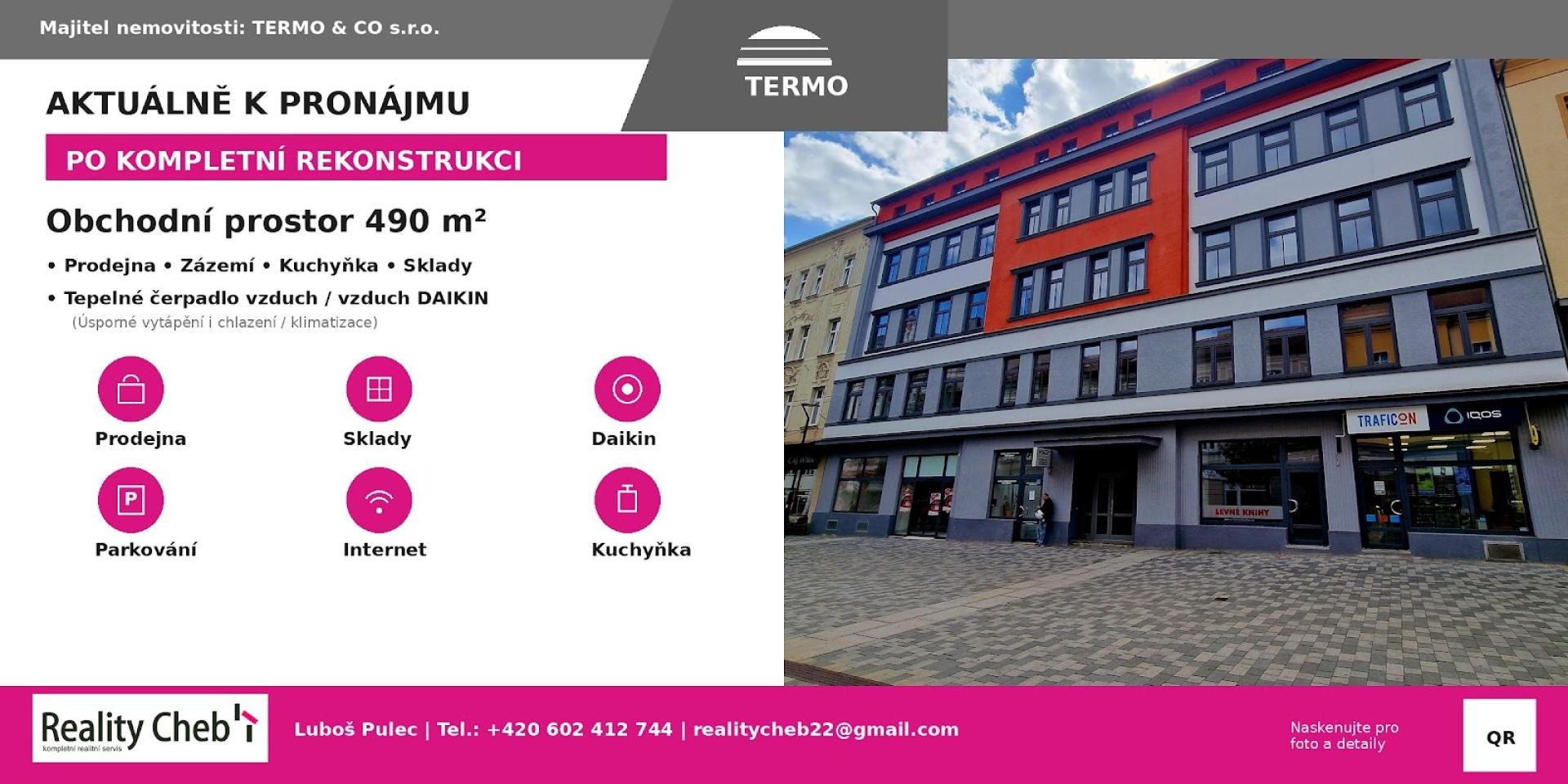Obchodní prostory, Svobody 126, Cheb, 490 m²