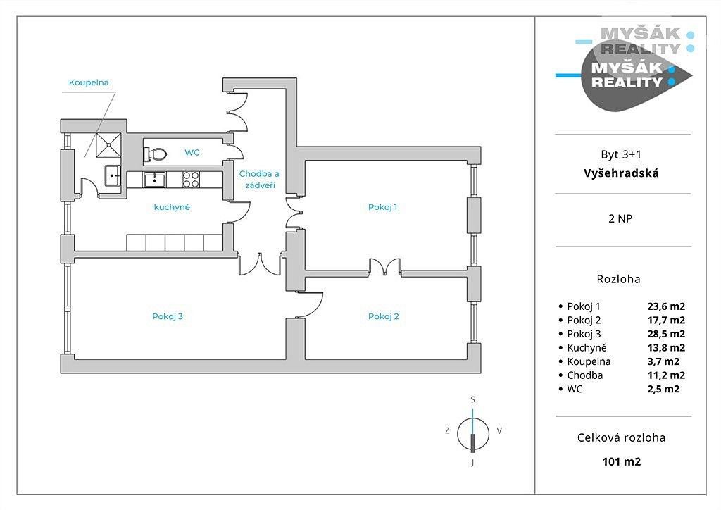 Prodej byt 3+1 - Praha - Nové Město, okres Praha 2, Hlavní město Praha, 102 m² - 5