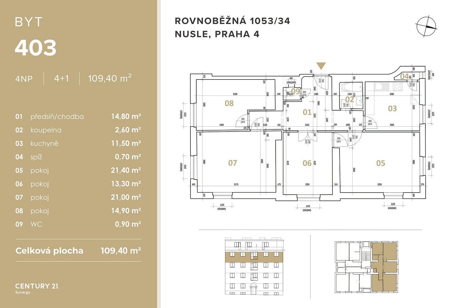 Byt 4+1 · 109 m² · Praha - Nusle, okres Praha 4, Hlavní město Praha - 3
