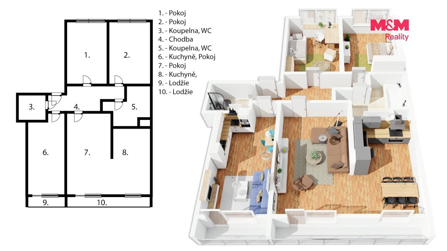 Byt 4+kk · 92 m² · Niederleho, Praha - 4