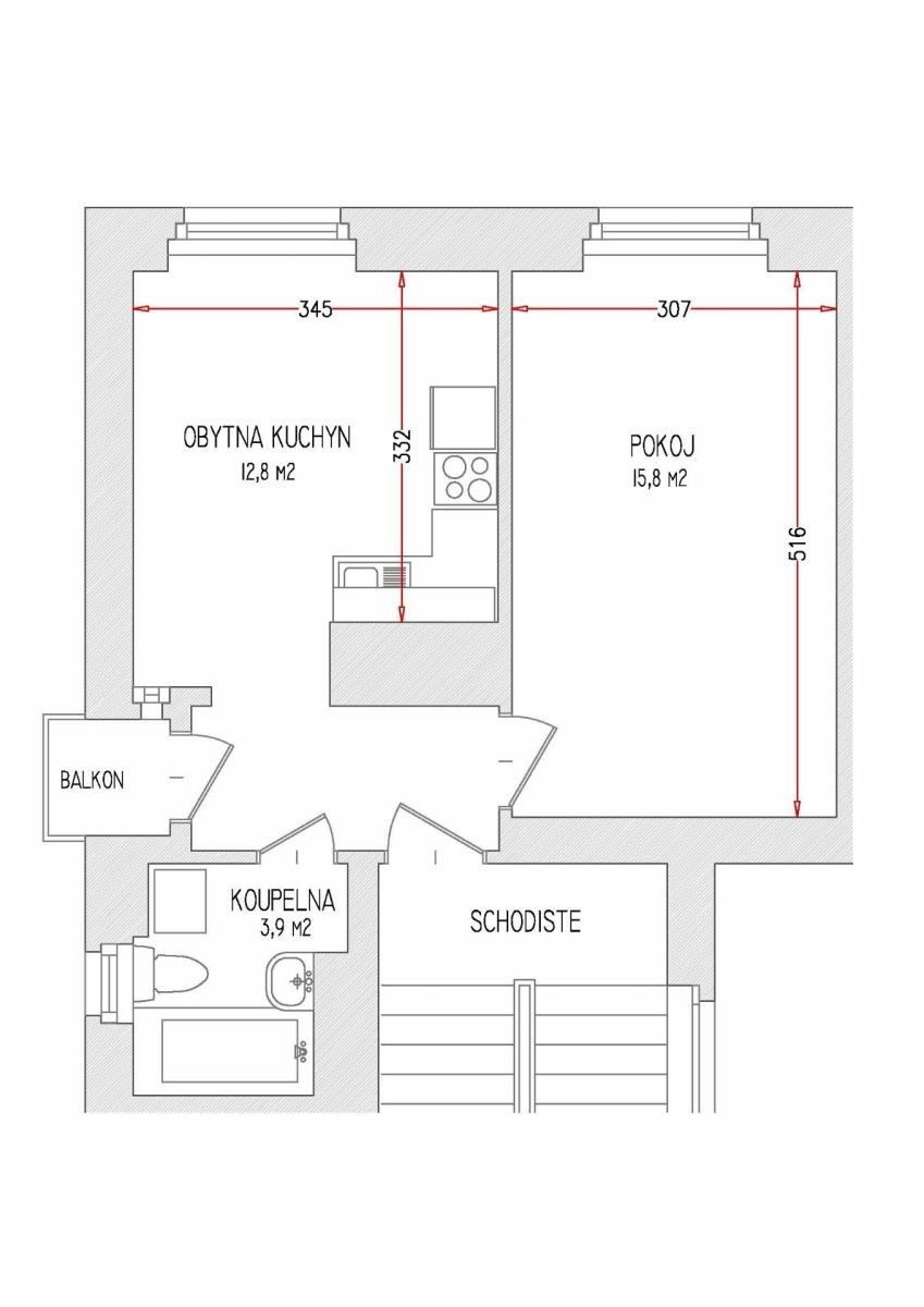 Pronájem byt 1+1 - Doudova, Praha - Podolí, 38 m² - 5