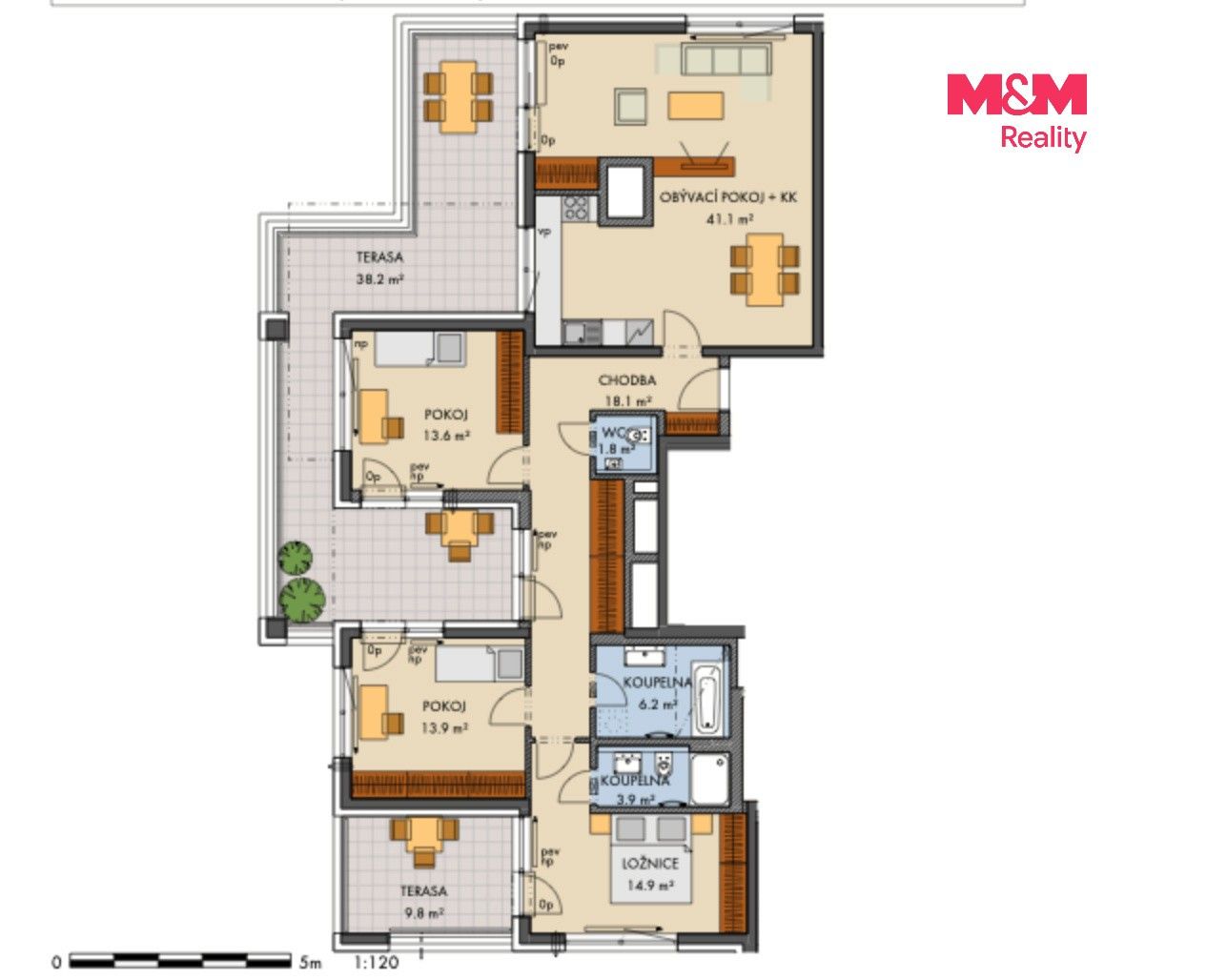 4+kk, náměstí Olgy Scheinpflugové, Praha, 120 m² - 2