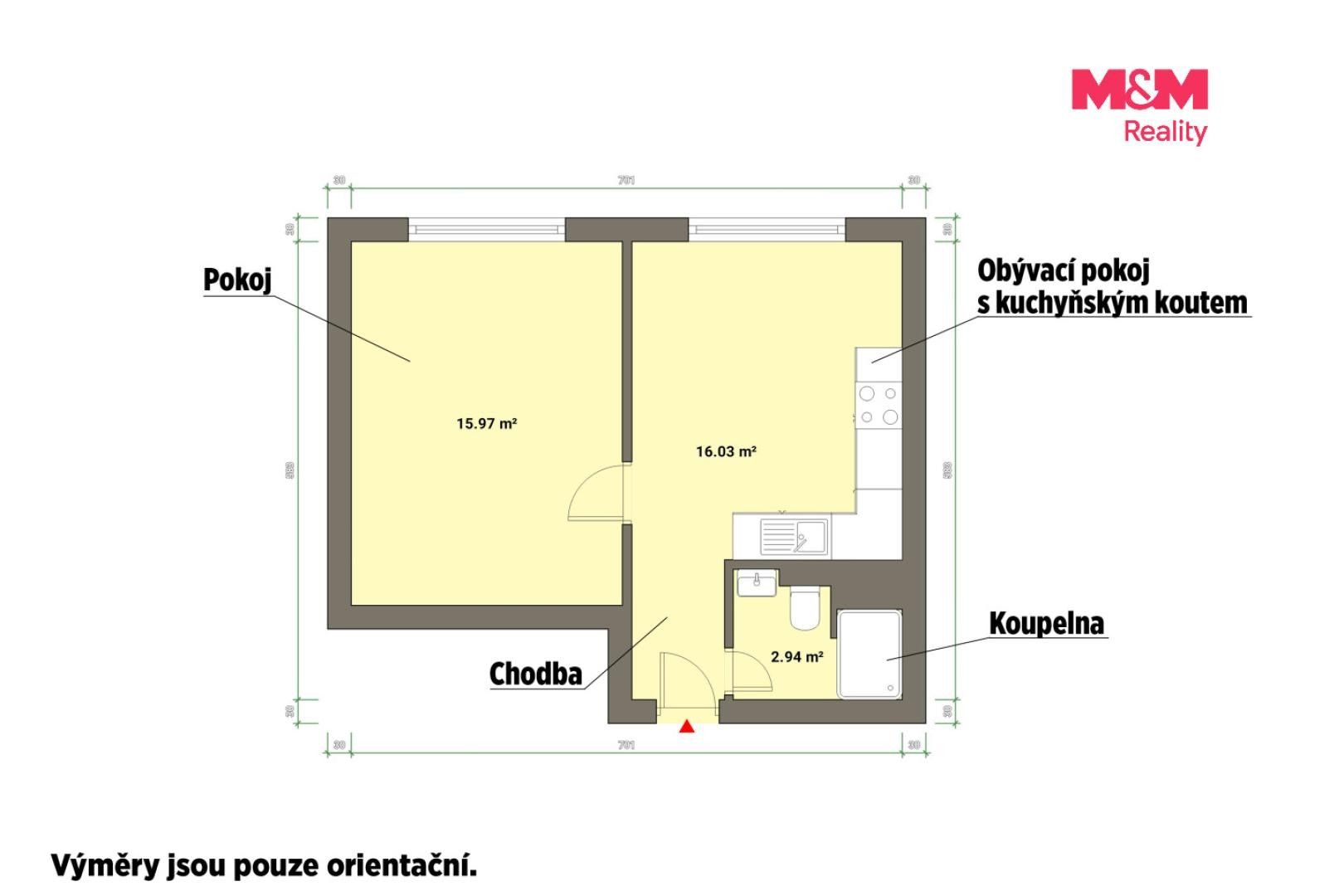 Pronájem byt 1+1 - Mírová 2025, Cheb, 35 m² - 5