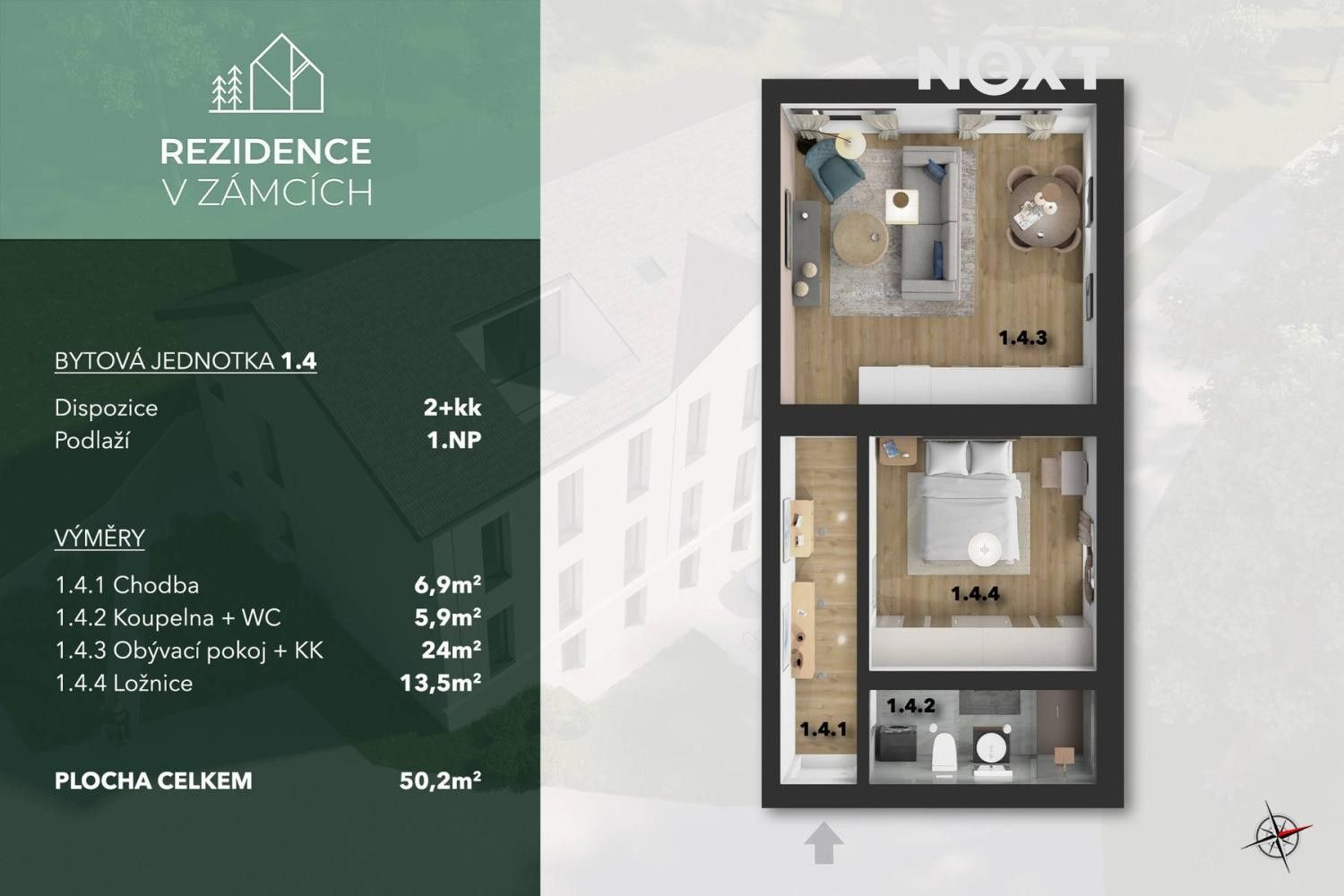 Byt 2+kk · 52 m² · V Zámcích 51, Praha Bohnice - 4