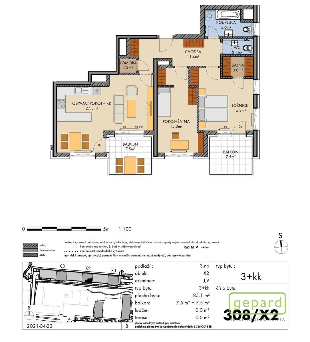 Pronájem byt 3+kk - Pod Harfou 1049, Praha Vysočany, 85 m² - 5
