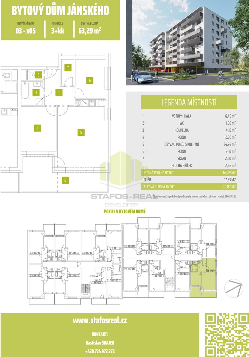 Pronájem byt 3+kk - Janského, Olomouc, 63 m²